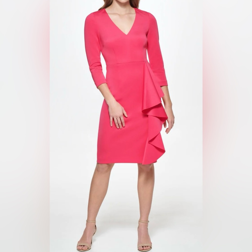 Eliza J V-neck Ruffle Dress NWOT